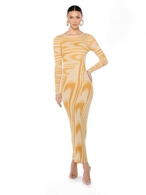 Yellow Long Sleeve Maxi Dress